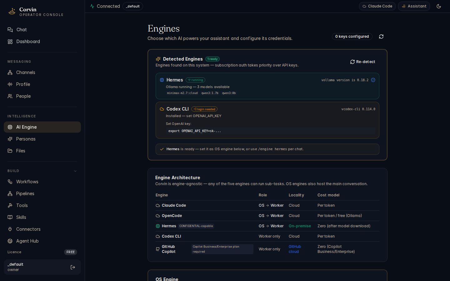 CorvinOS AI Engines screenshot