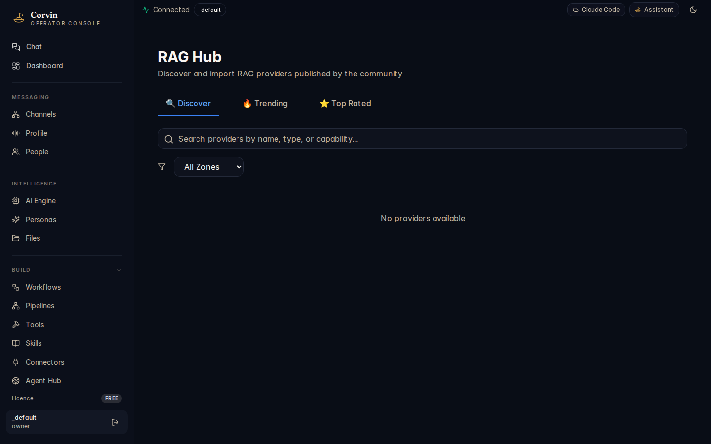 CorvinOS Knowledge Hub — RAG provider marketplace
